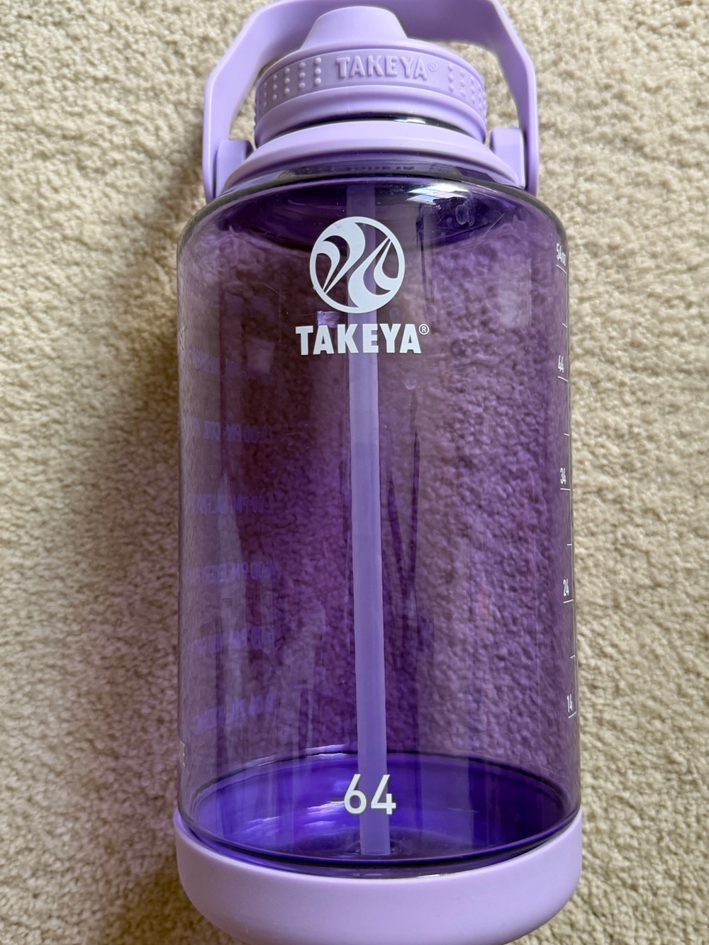 Takeya 64 oz Purple Water Bottle with Handle